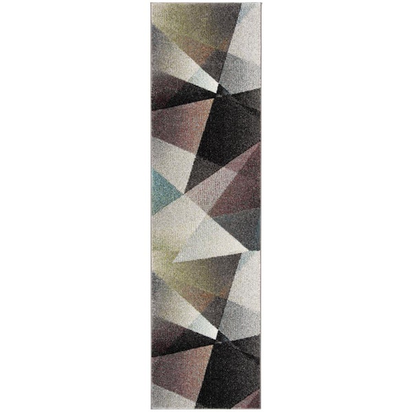Porcello 2 ft. x 10 ft. Gray/Multi Abstract Runner Rug