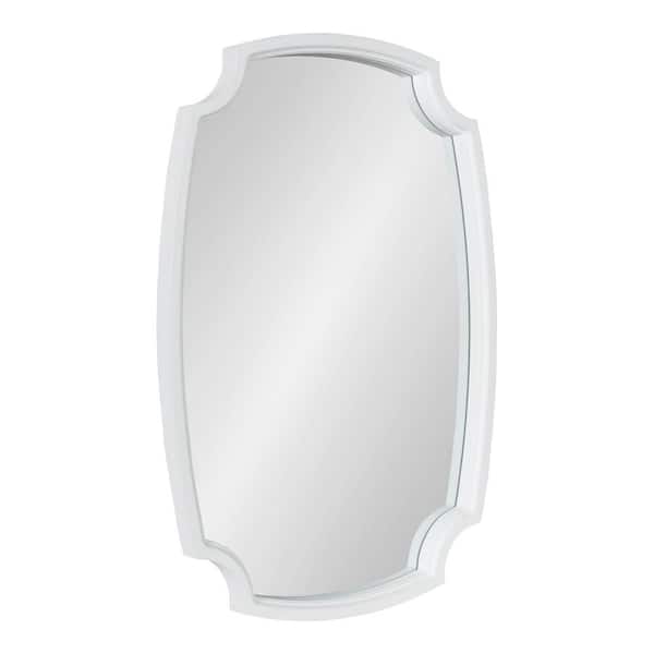 Kate and Laurel Orianne 32 in. x 21 in. Classic Scalloped Framed White Wall Accent Mirror