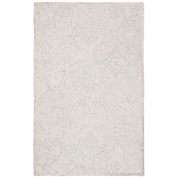 SAFAVIEH Micro-Loop Gray/Ivory 8 ft. x 10 ft. Geometric Area Rug