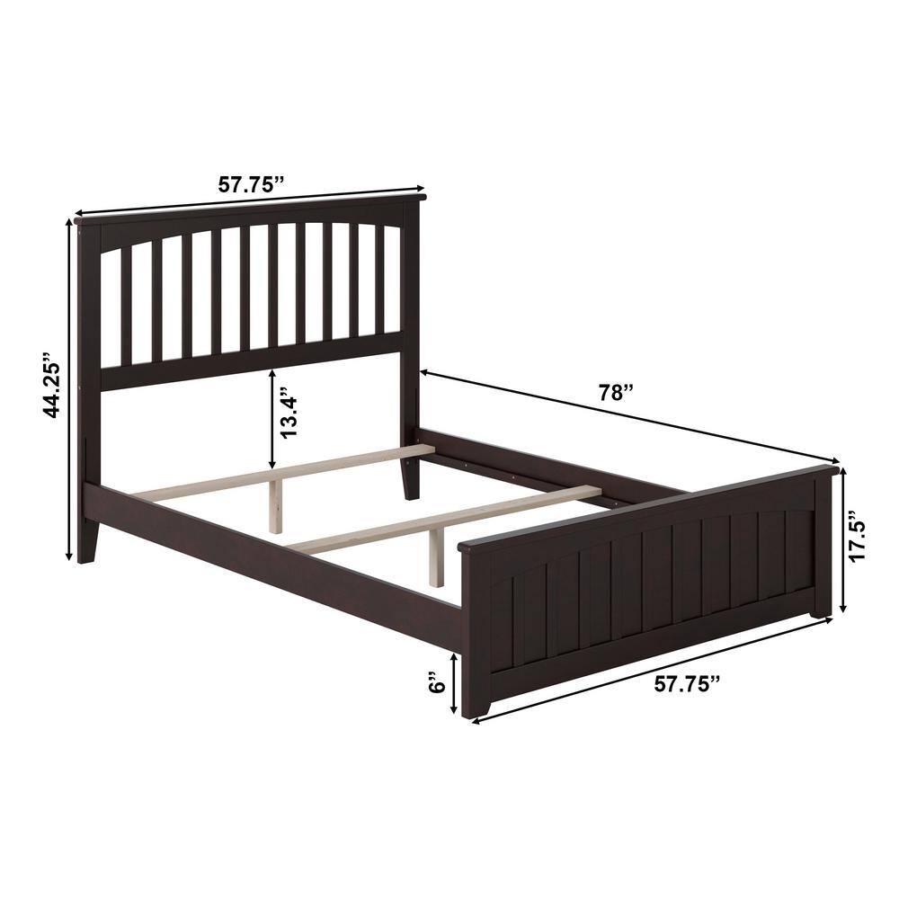 Espresso Full Mission Wood Platform Bed with Headboard