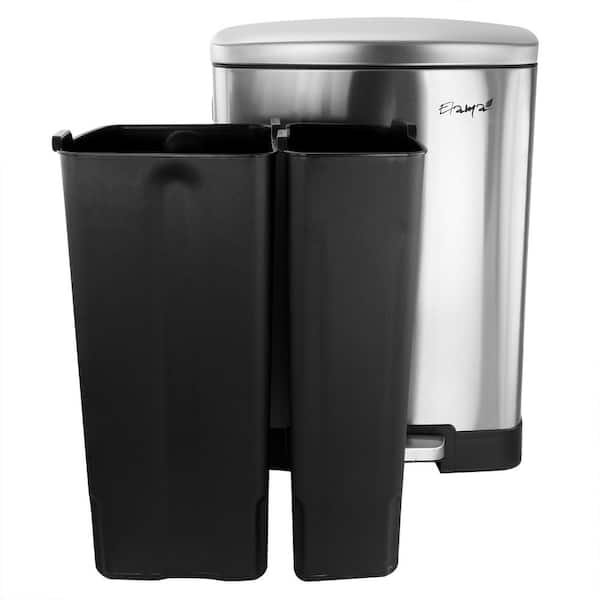 Dual Compartment Garbage Can Trash Sorting Bins Square Sorting Trash Cans 30L (15l+15l) Pedal Recycling Bin White, Size: One Size