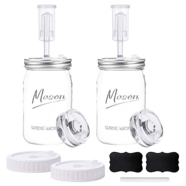 2 Pack Glass Fermentation Jar Set Clear Fermenting Kit with Weights and Airlocks for Pickling and Canning
