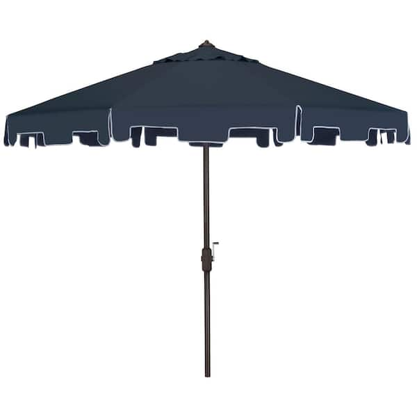 SAFAVIEH Zimmerman 9 ft. Aluminum Market Tilt Patio Umbrella in Navy