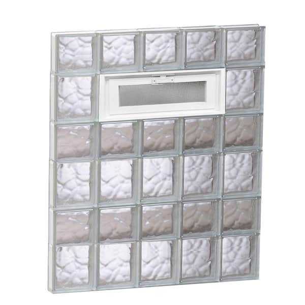 Clearly Secure 28.75 in. x 40.5 in. x 3.125 in. Frameless Wave Pattern Vented Glass Block Window