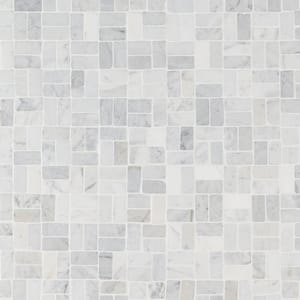 Countryside Interlocking Carrara 11.81 in. x 11.81 in. Natural Marble Floor and Wall Mosaic Tile (0.96 sq. ft./Each)