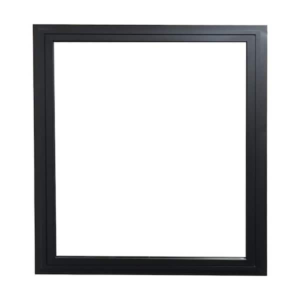 Teza Picture 36 in. x 96 in. Matte Black Aluminum Tempered Window