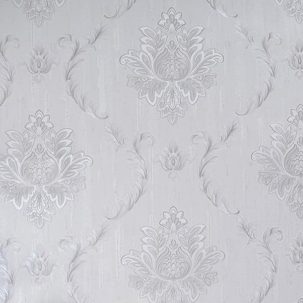 Dundee Deco Falkirk McGowen III White Grey Vintage Floral Peel and Stick Self Adhesive Wallpaper (Covers 35.5 sq. ft.)
