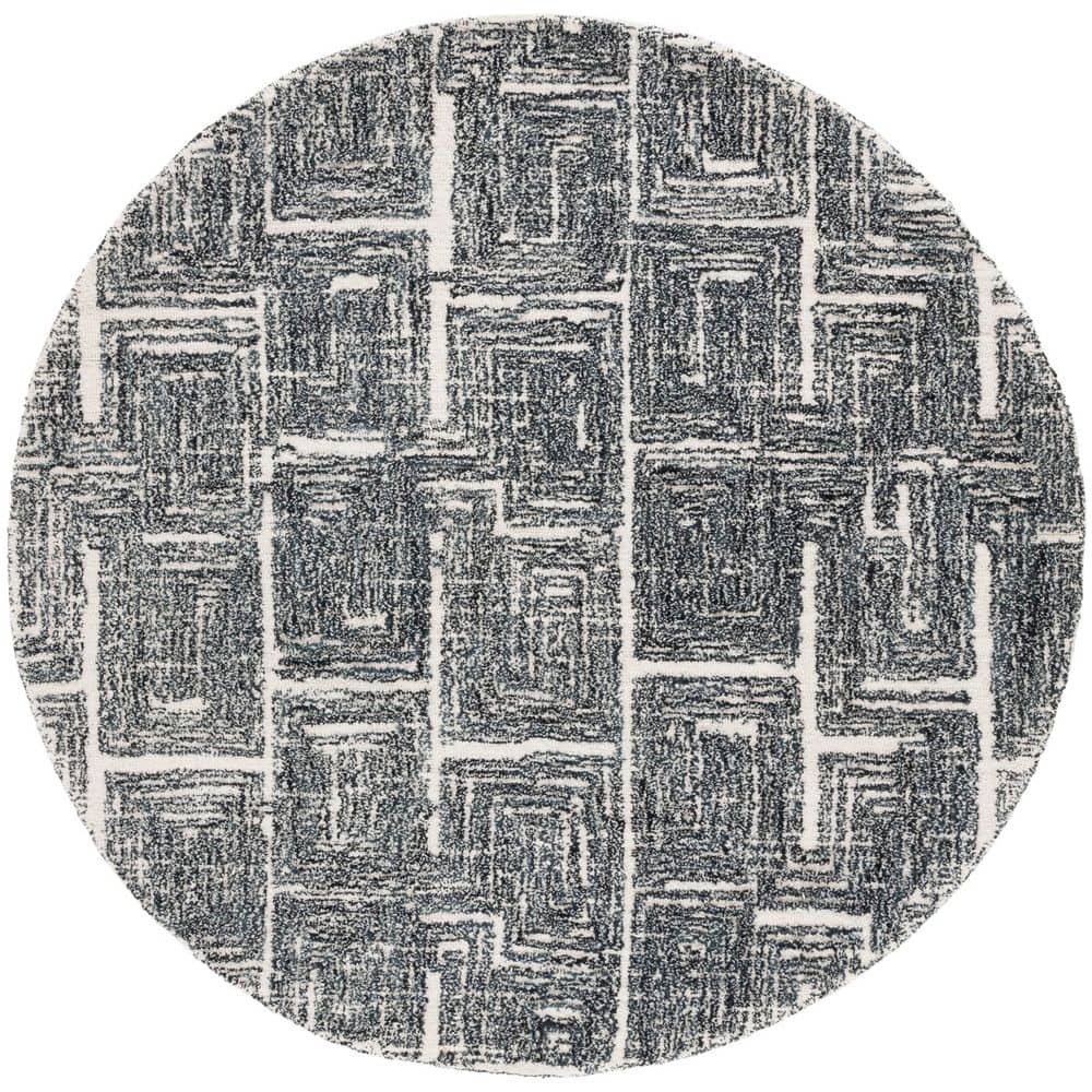 Ivory Maze Rug SAFAVIEH Metro 6 ft. x 6 ft. Black/Ivory Geometric Maze Round Area Rug ...