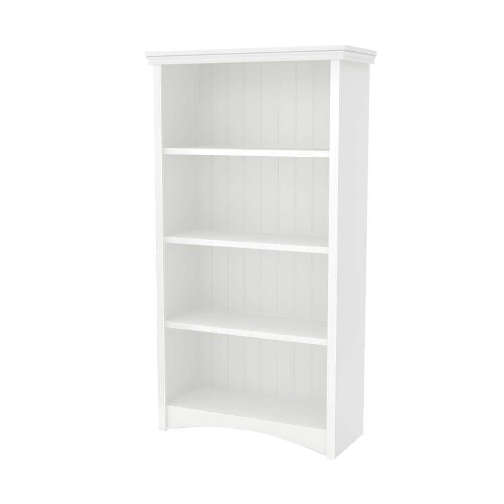 Pure White Adjustable 4-Shelf Wood Bookcase