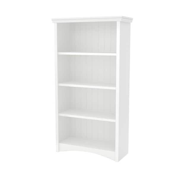 South Shore 57.62 in. Pure White Faux Wood 4-shelf Standard Bookcase with Adjustable Shelves
