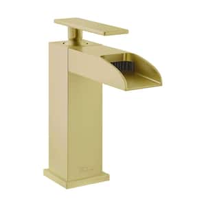 Concorde Single-Handle Single-Hole Waterfall Bathroom Faucet in Brushed Gold