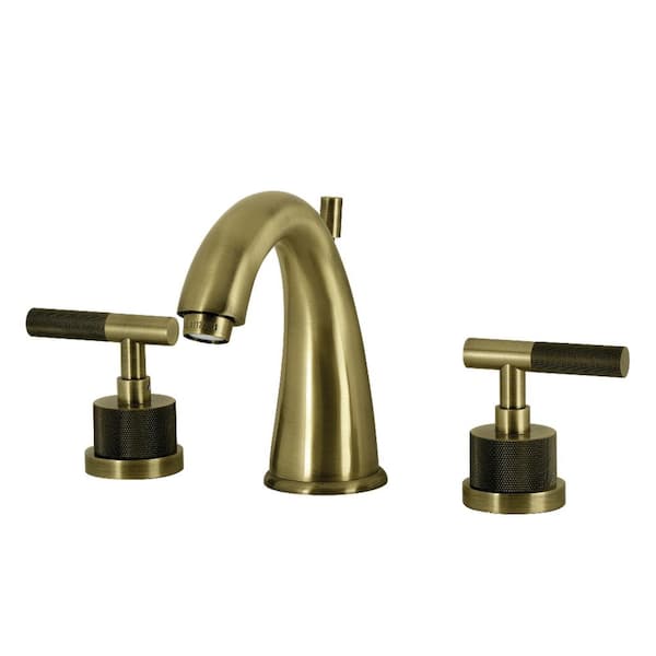Convergent Deck Mounted 2-Handle 8 in. Widespread Bathroom Sink Faucet with Pop-Up Drain in Antique Brass