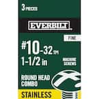 #10-32 x 1-1/2 in. Combo Round Head Stainless Steel Machine Screw (3-Pack)
