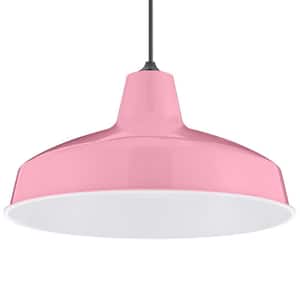 1-Light Pink Warehouse Pendant with Metal Shade