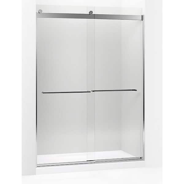 KOHLER Levity 56-60 in. W x 82 in. H Frameless Sliding Shower Door in Anodized Dark Bronze with 5/6 in. Crystal Clear Glass