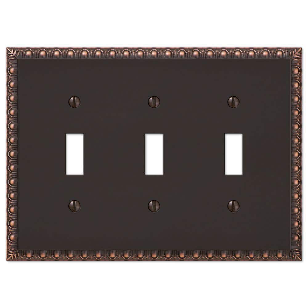 Aged Bronze Triple Toggle Cast Metal Wallplate