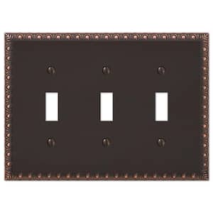 Antiquity 3 Gang Toggle Metal Wall Plate - Aged Bronze