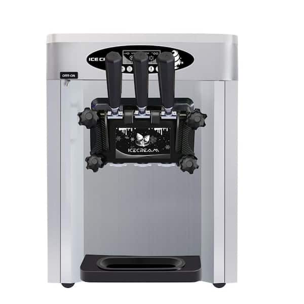SOZT 14 qt.Stainless Steel Commercial Soft Serve Ice Cream Machine 3-Hopper Ice Cream Maker 30 L/H Yield 3-Flavor, Auto Clean