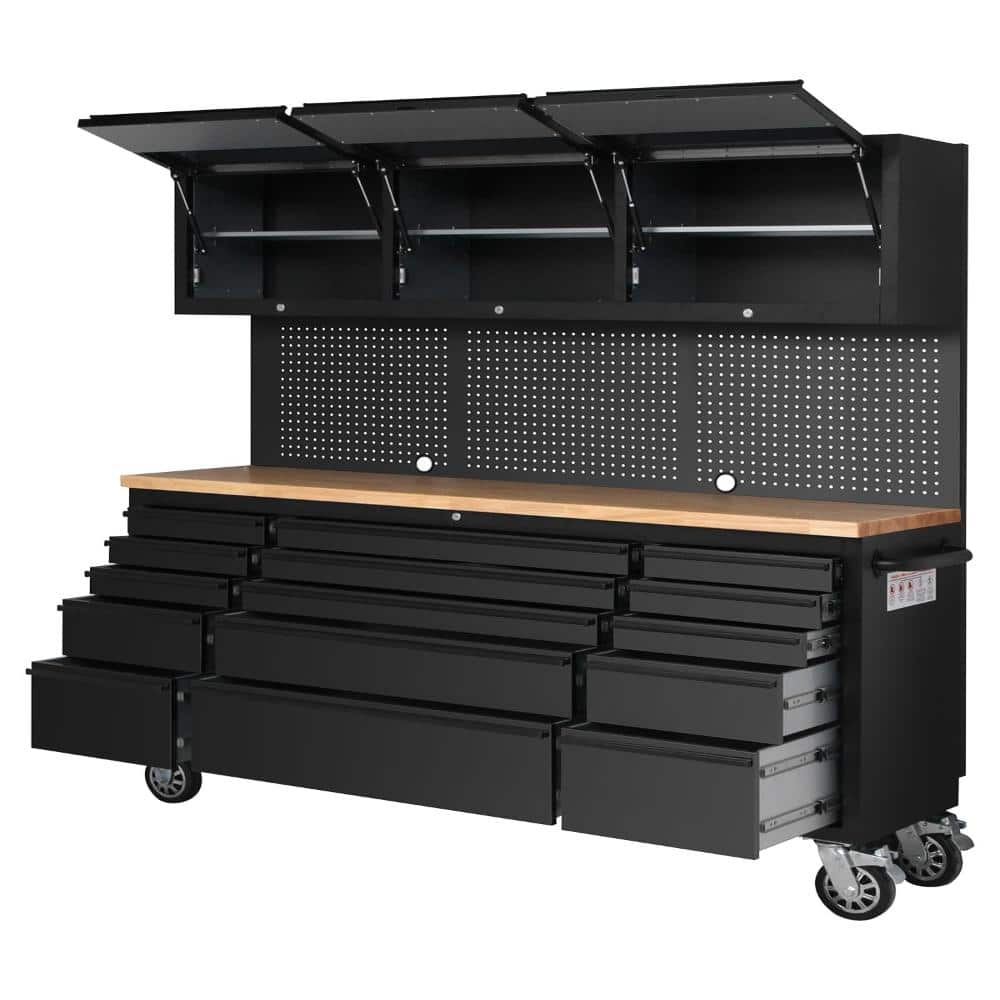 Heavy Duty Stainless Steel Mobile Workbench Cabinet with Wheels, 15-Drawer, 3 Top Storage Cabinet, Rubber Wood, Lock Key price history on PriceWatchPro