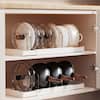 Numhew White Expandable Under-Cabinet Standing Pot Rack with 10-Adjustable Dividers, Kitchen Organizer for Pots, Cutting Boards J3M7X3G1