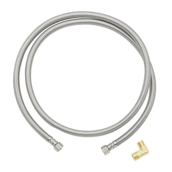 Plumbshop 3/8 in. Comp. x 3/8 in. Comp. with 3/4 in. Garden Hose Elbow x 60 in. Braided Stainless Steel Dishwasher Connector
