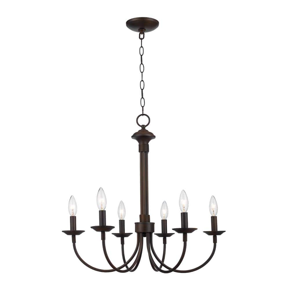 UPC 736916216821 product image for Candle 6-Light Oil Rubbed Bronze Farmhouse Chandelier for Dining Room | upcitemdb.com