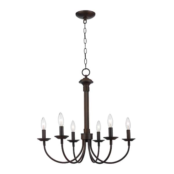 Bel Air Lighting Candle 6-Light Oil Rubbed Bronze Farmhouse Chandelier for Dining Room