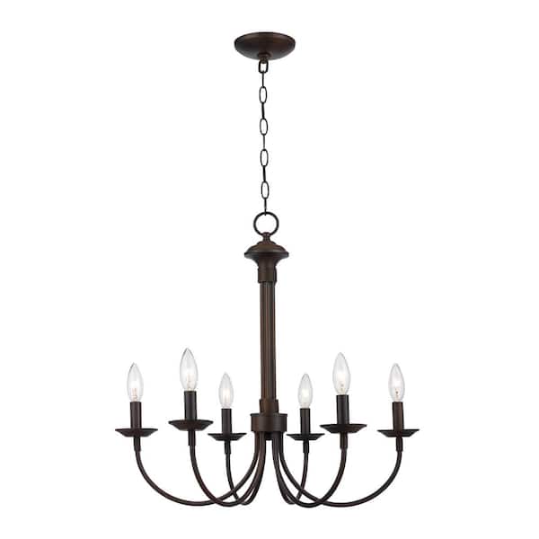 Candle 6-Light Oil Rubbed Bronze Farmhouse Chandelier for Dining Room