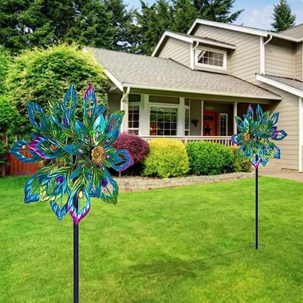 Cubilan 63.4 in. Garden Wind Spinners, Metal Kinetic Wind Spinner, Peacock  Wind Sculptures and Spinners B0BWNFHGYY - The Home Depot