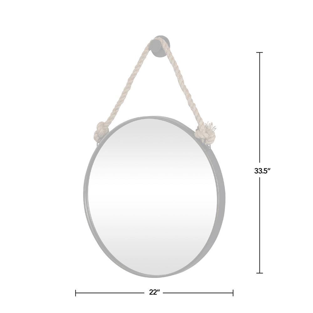 Bronze Round Wall Mirror with Rope Hanger
