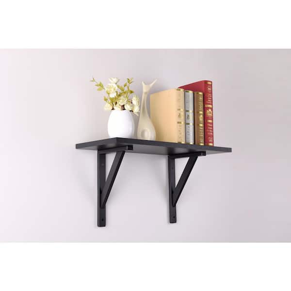 Black Wooden Decorative Shelf Bracket, Bookcase Shelf Holders