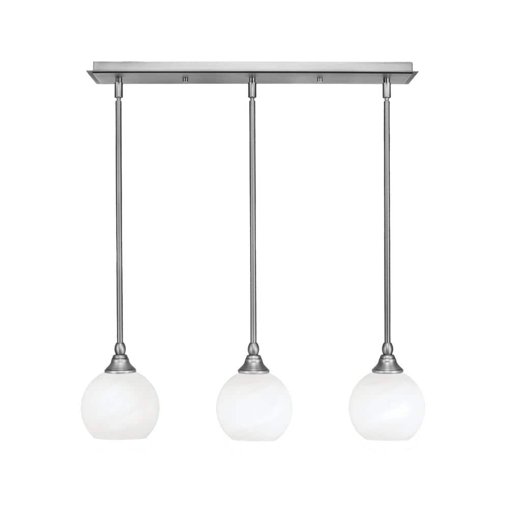 Livingston 100-Watt 3-Light Nickel Shaded Pendant Light with 5.75 in. White