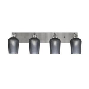 Albany 32.25 in. 4-Light Brushed Nickel Vanity Light with Smoke Textured Glass Shades