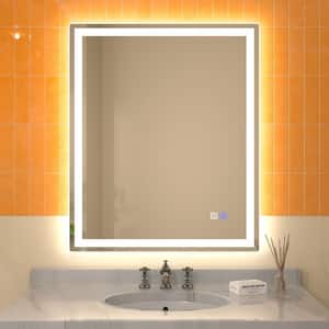 Derrin 30 in. W x 36 in. H Rectangular Frameless Anti-Fog Dimmable 5000K LED Light Wall Bathroom Vanity Mirror in Silver