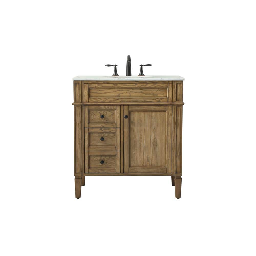 Simply Living 32 in. W x 21.5 in. D x 35 in. H Bath Vanity in Driftwood wit