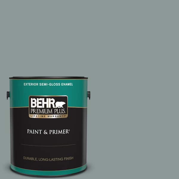BEHR PREMIUM PLUS 1 gal. #ECC-61-3 Evening Fog Semi-Gloss Enamel Exterior Paint & Primer