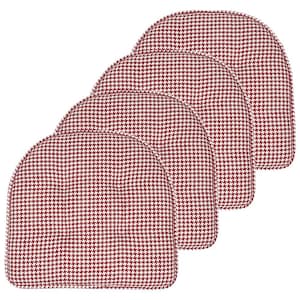 Red, Houndstooth Stitch Memory Foam U-Shaped 16 in. x 16 in. Non-Slip Indoor/Outdoor Chair Seat Cushion (6-Pack)
