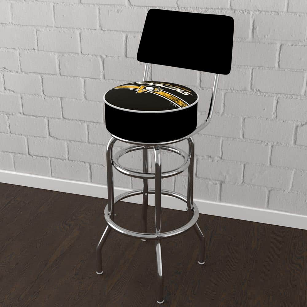 Pittsburgh Penguins Logo 31 in. Yellow Low Back Metal Bar Stool with Vinyl 