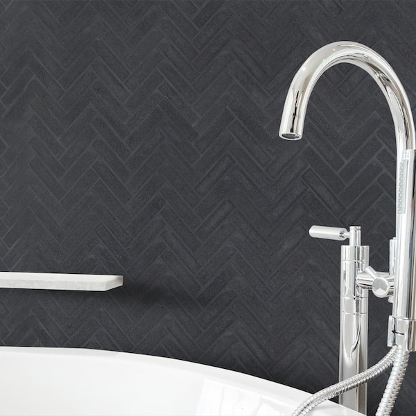 Basalt Herringbone Honed Mosaic