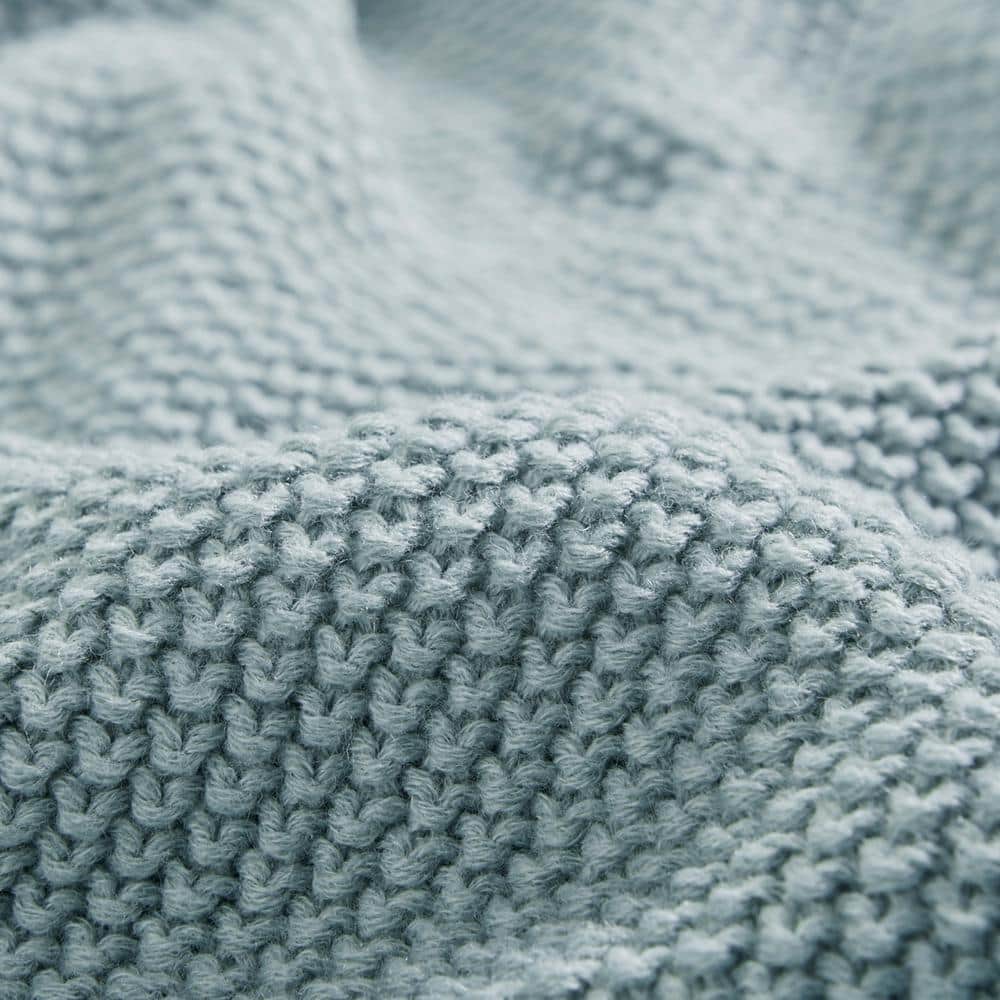 Full Size Light Blue Knitted Acrylic Blanket