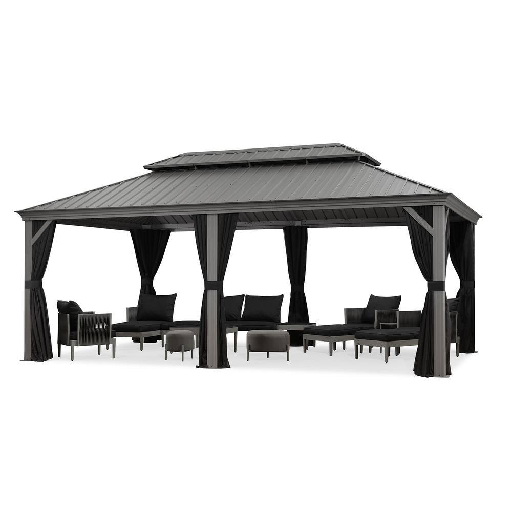 PURPLE LEAF 12 ft.x 20 ft.Light Gray Patio Outdoor Gazebo for Backyard
