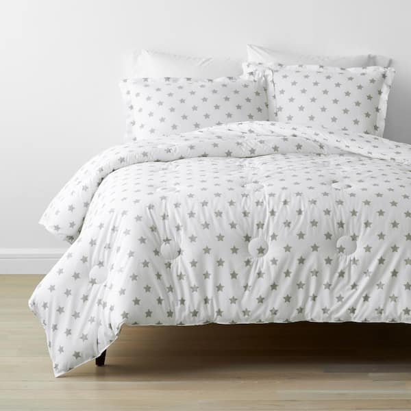 Company Kids by The Company Store Company Kids Stars 2-Piece Gray Organic Cotton Percale Twin Comforter Set