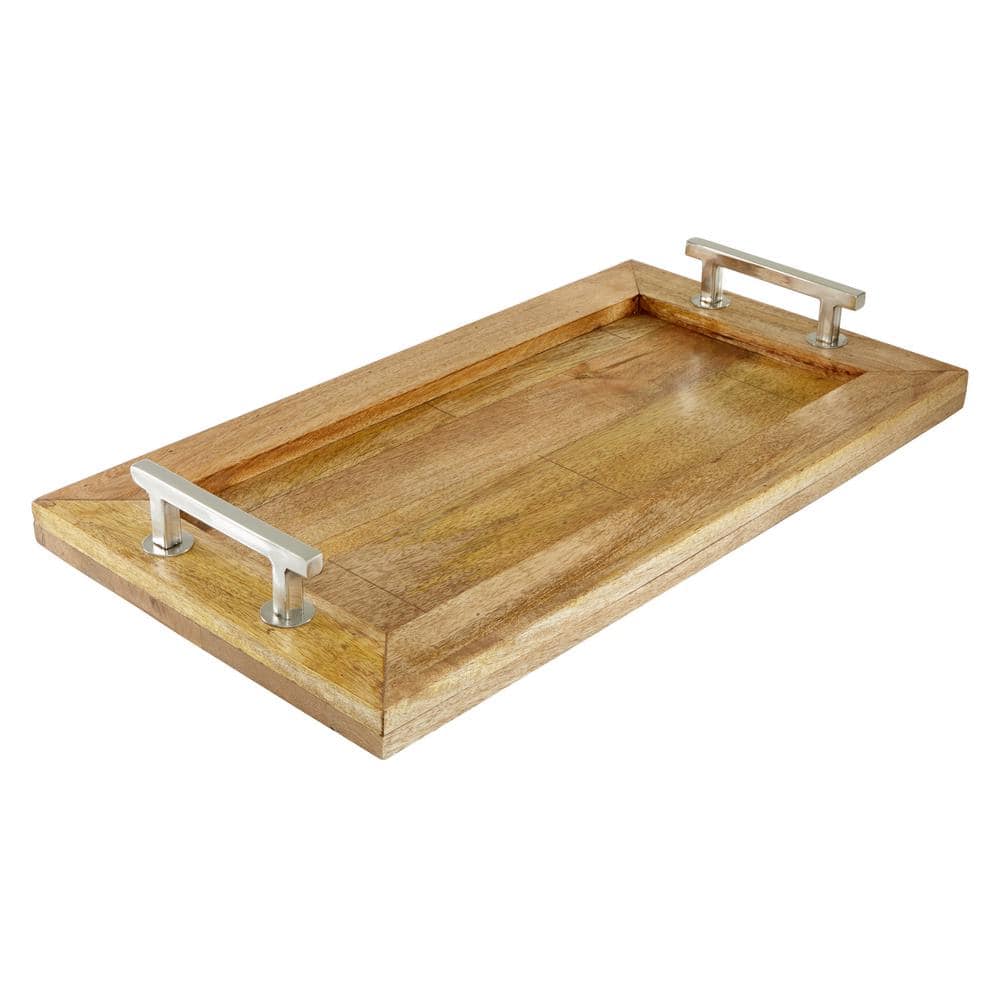 American Atelier Decorative Serving Tray Brown Rectangular with Gold  Handles 18.11 in. x 18.11 in. x 1.96 in. Polyurethane 1630104 - The Home  Depot