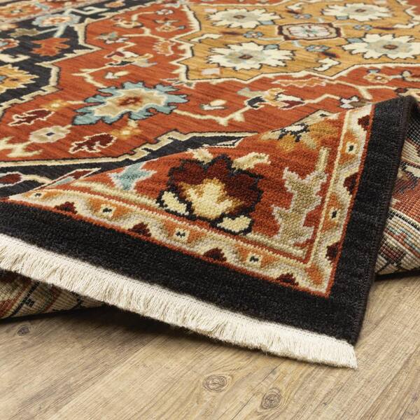 AVERLEY HOME Lillian Black/Red 8 ft. x 11 ft. Medallion