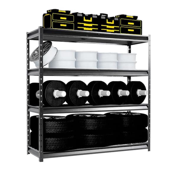 4-Tier Next-Generation Ultra Duty 12,000 lbs Capacity Garage Shelving, 72 in. W x 24 in. D x 72 in. H, Hammertone