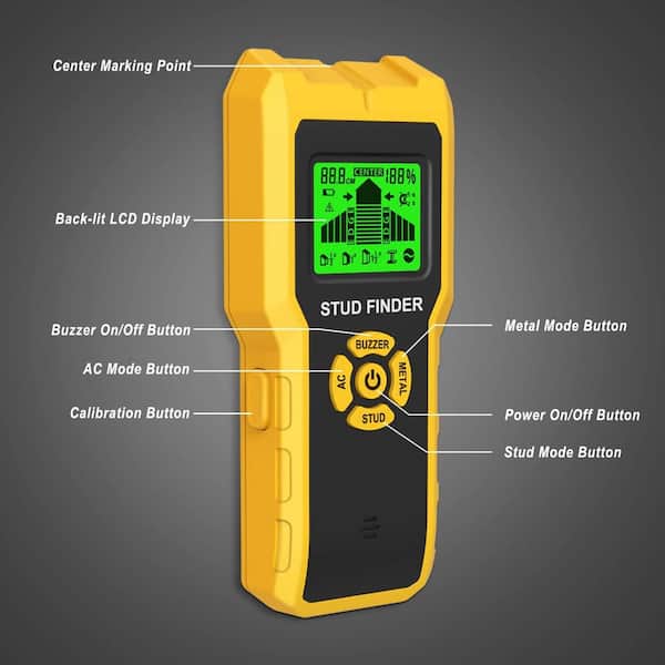 Stud Finder Wandscanner Muurscanner metaaldetector Airco Voltage Live Kabel Draad Houten Pijp Detector Stud Locator Wall Scanner Detector met Audio Alarm met LCD-display voor hout AC-draad Metal Studs