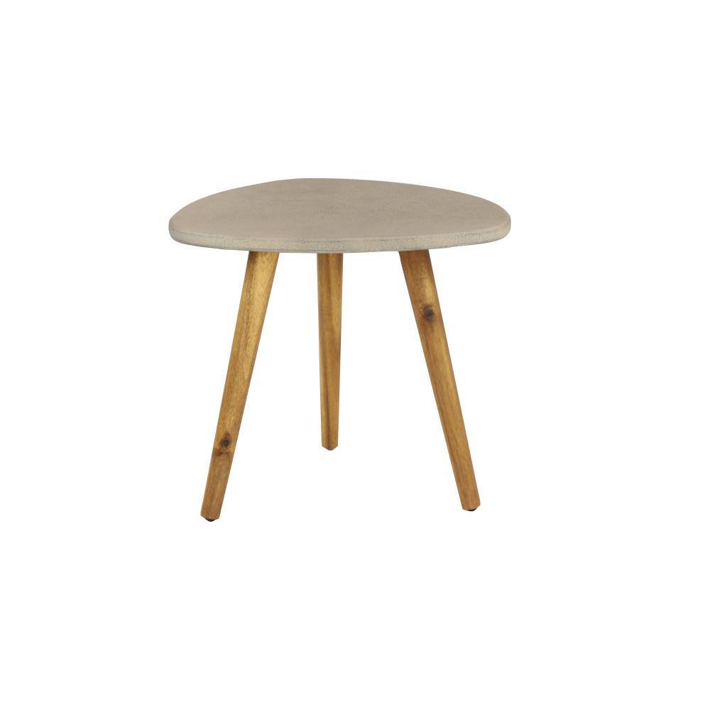 Gray Triangle Acacia Wood Outdoor Accent Table