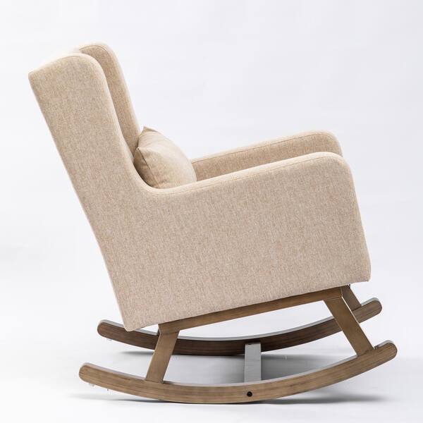 L'ANGELIQUE ROCKING CHAIRS ブラＤ７０ ベージュ Khaki Rocking Chair, Linen Upholstered Chair Rocker with