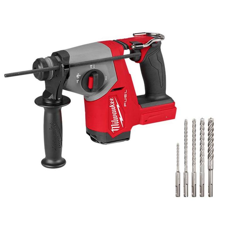 Milwaukee M18 FUEL 18V Lith-Ion Brushless Cordless 5/8 in. SDS-Plus Rotary Hammer w/ Drill Bit Kit