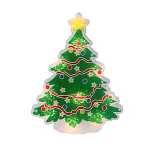 12.5 in. Lighted Holographic Christmas Tree Window Silhouette Decoration